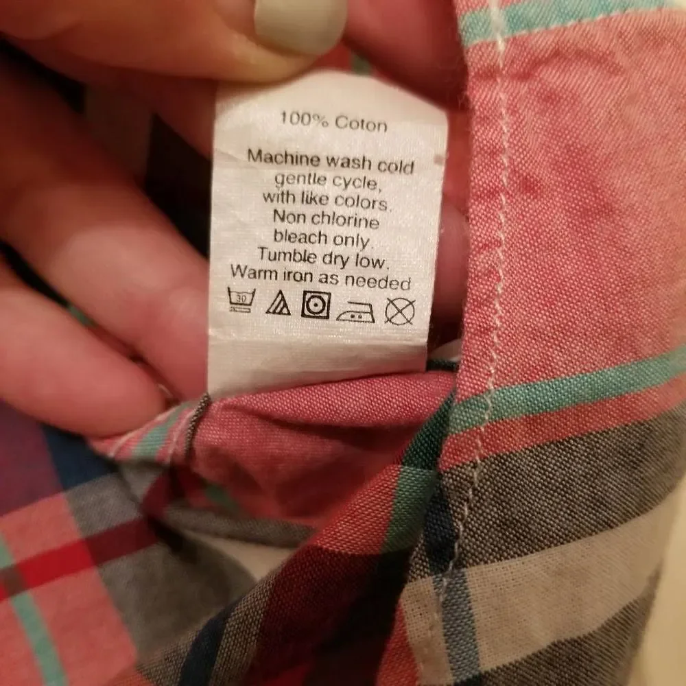 J. Crew Summer Plaid Button Down Slim Large